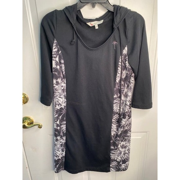 Margaritaville Black Hooded Dress Size Small with Tropical Sides - Picture 1 of 4
